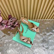 Aquazzura Italian Flirt 100/85 embellished leather sandals in beige - 6