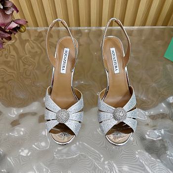 	 Aquazzura Italian Flirt 100/85 embellished leather sandals in silver