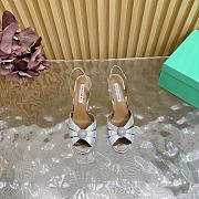 	 Aquazzura Italian Flirt 100/85 embellished leather sandals in silver - 4