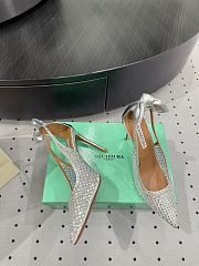 AQUAZZURA Crystal Satin Mesh Bow Pumps Silver - 2