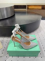 AQUAZZURA Crystal Satin Mesh Bow Pumps Silver - 3