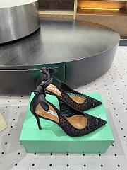 	 AQUAZZURA Crystal Satin Mesh Bow Pumps Black - 5