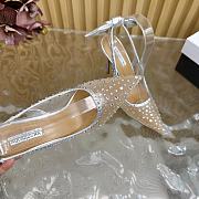 AQUAZZURA Crystal Satin Mesh Bow Slingback Silver - 6