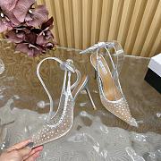 AQUAZZURA Crystal Satin Mesh Bow Slingback Silver - 4