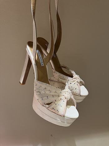 AQUAZZURA Slow Kisses 130 crystal-embellished chiffon-trimmed grosgrain platform sandals