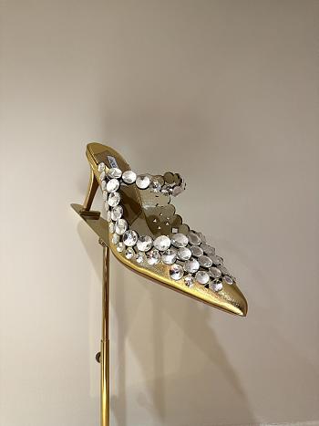 	 Aquazzura Gold Maxi-Tequila Maryjane 75 Mules in Leather