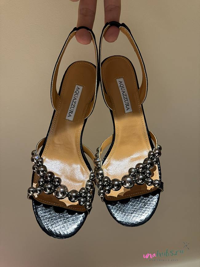  AQUAZZURA  bubbles Black Leather sandal - 1