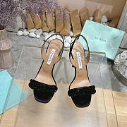 Aquazzura Black Chain Of Love 105 Slingback Sandals in Metallic Leather - 1