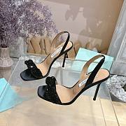 Aquazzura Black Chain Of Love 105 Slingback Sandals in Metallic Leather - 5
