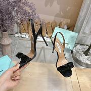 Aquazzura Black Chain Of Love 105 Slingback Sandals in Metallic Leather - 2