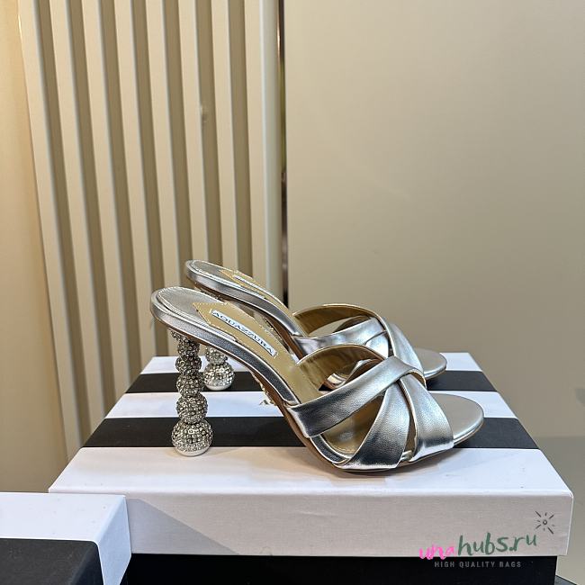 Aquazzura Silver Yes Baby Mules - 1