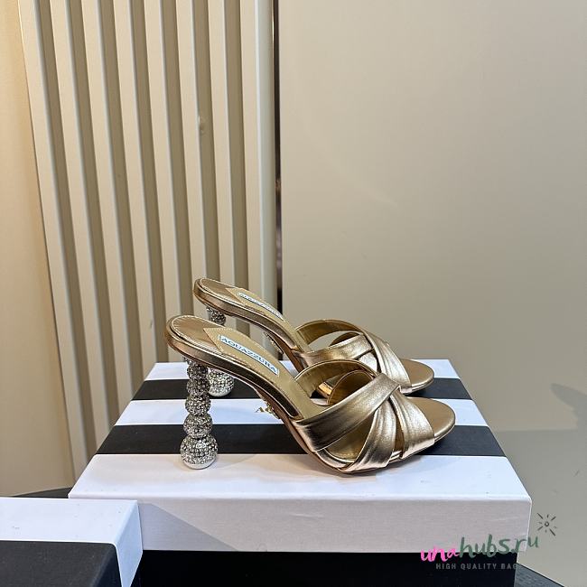Aquazzura Gold Yes Baby Mules - 1