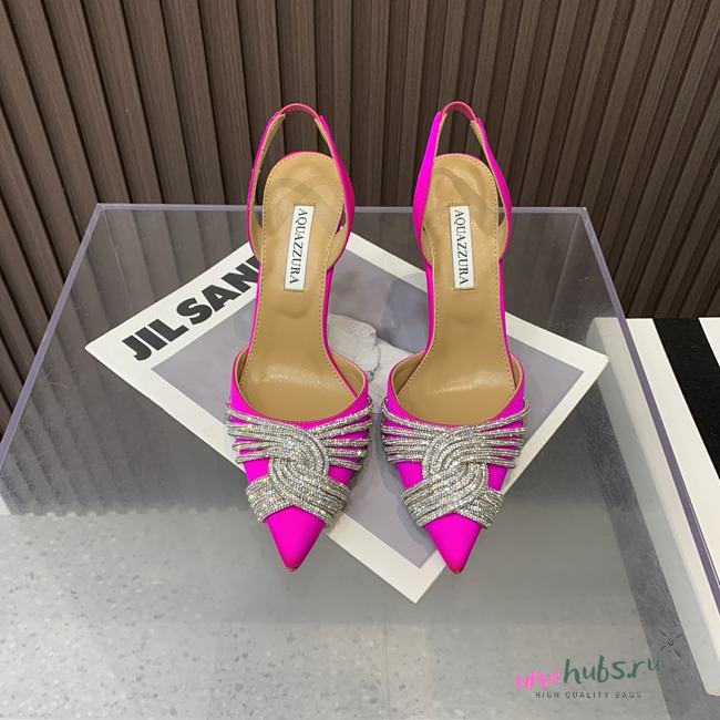 Aquazzura Pink 105mm gatsby satin slingback pumps - 1