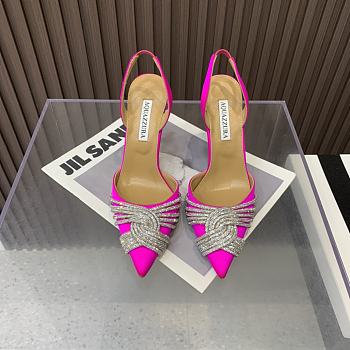 Aquazzura Pink 105mm gatsby satin slingback pumps