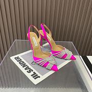 Aquazzura Pink 105mm gatsby satin slingback pumps - 4