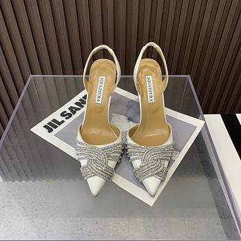 Aquazzura White 105mm gatsby satin slingback pumps