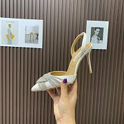 Aquazzura White 105mm gatsby satin slingback pumps - 5