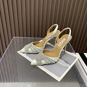 Aquazzura White 105mm gatsby satin slingback pumps - 2
