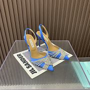 	 Aquazzura blue 105mm gatsby satin slingback pumps - 3