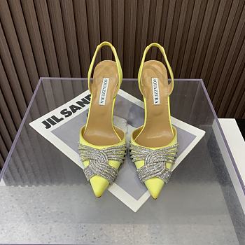 	 Aquazzura Yellow 105mm gatsby satin slingback pumps