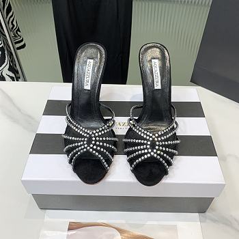 	 Aquazzura Black Crystal Mules 105mm