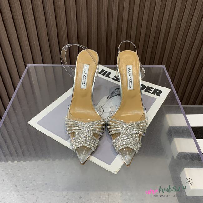 Aquazzura Silver Gatsby 105 with back strap - 1