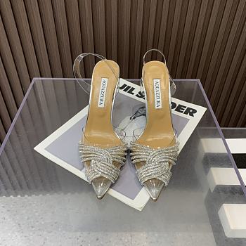 Aquazzura Silver Gatsby 105 with back strap