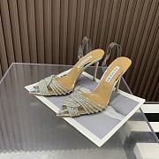 Aquazzura Silver Gatsby 105 with back strap - 3