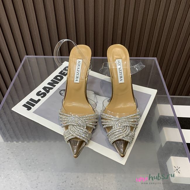 	 Aquazzura Gold Gatsby 105 with back strap - 1