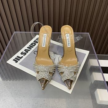 	 Aquazzura Gold Gatsby 105 with back strap