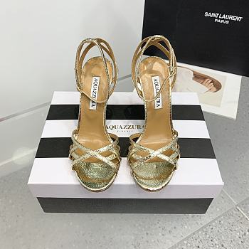 Aquazzura Ankle-strap Heeled Sandals in Gold Metallic 