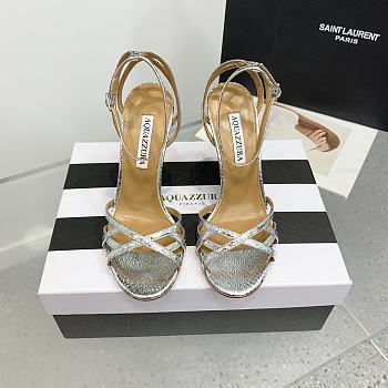 	 Aquazzura Ankle-strap Heeled Sandals in Silver Metallic