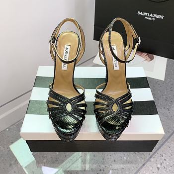 Aquazzura Flow Plateau Black platform sandals 13cm