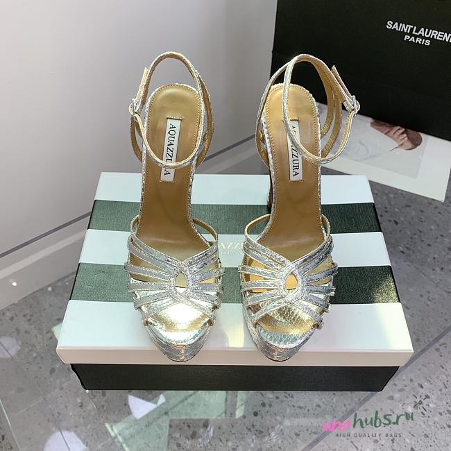 Aquazzura Flow Plateau Silver platform sandals 13cm - 1