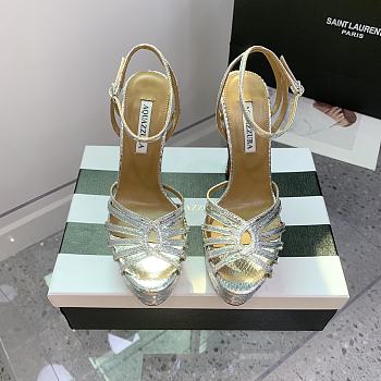 Aquazzura Flow Plateau Silver platform sandals 13cm