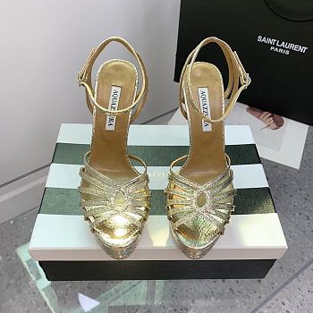 Aquazzura Flow Plateau Gold platform sandals 13cm