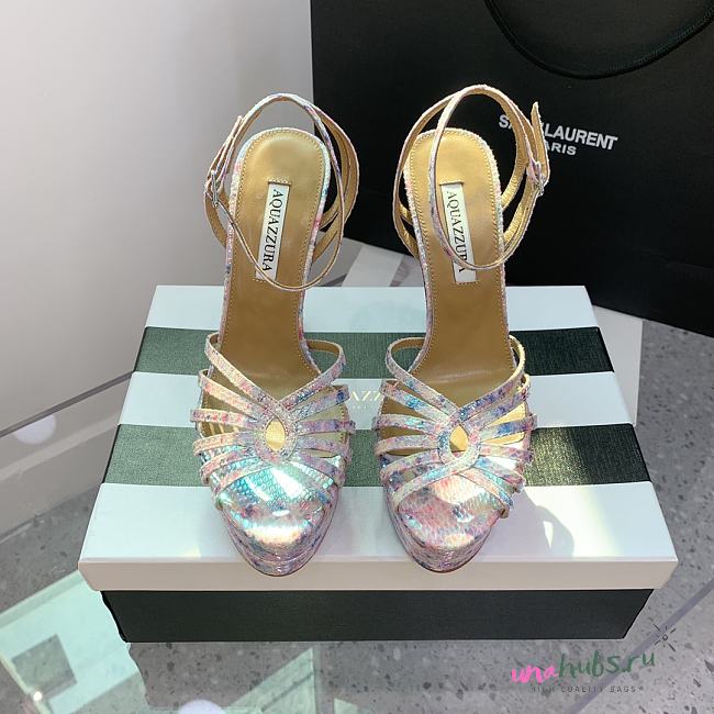 Aquazzura Flow Plateau Pink platform sandals 13cm - 1