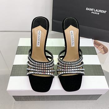Aquazzura Black 105mm rock chic suede mules 