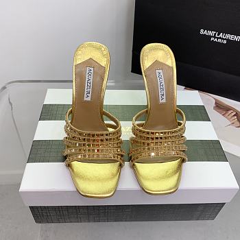 	 Aquazzura Gold 105mm rock chic suede mules