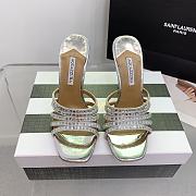 	 Aquazzura Silver 105mm rock chic suede mules - 1