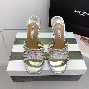 	 Aquazzura Silver 105mm rock chic suede mules