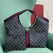 Gucci Giglio Large Tote Bag In Blue Denim - 60x47x16cm - 1