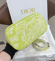 Dior Light Green Canvas Small Toile De Jouy Diortravel Vanity Case Shoulder Bag - 18x14x10cm - 4