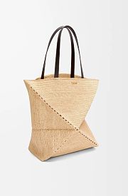 Loewe XL Puzzle Fold tote in raffia - 42x41x18cm - 6