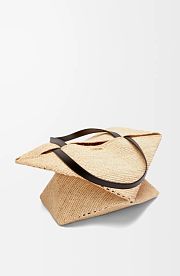 Loewe XL Puzzle Fold tote in raffia - 42x41x18cm - 5