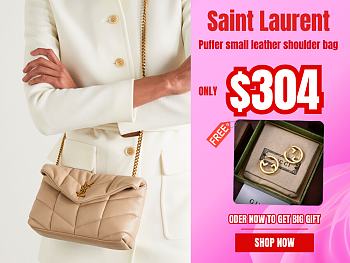 YSL Puffer Small leather shoulder bag in beige  - 29x17x11cm