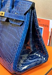 Hermes Birkin 25 Crocodile Leather In Blue - 6