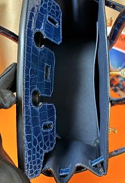 Hermes Birkin 25 Crocodile Leather In Blue - 5
