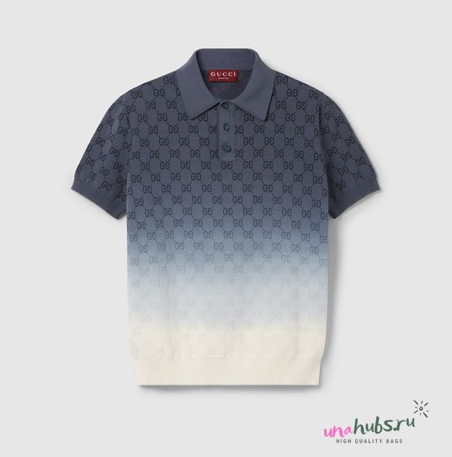 Gucci GG cotton knit jacquard polo shirt - 1