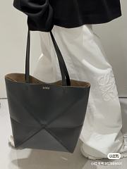 Loewe Puzzle Fold Tote In Shiny Calfskin Dark Grey - 42x18x41cm - 1